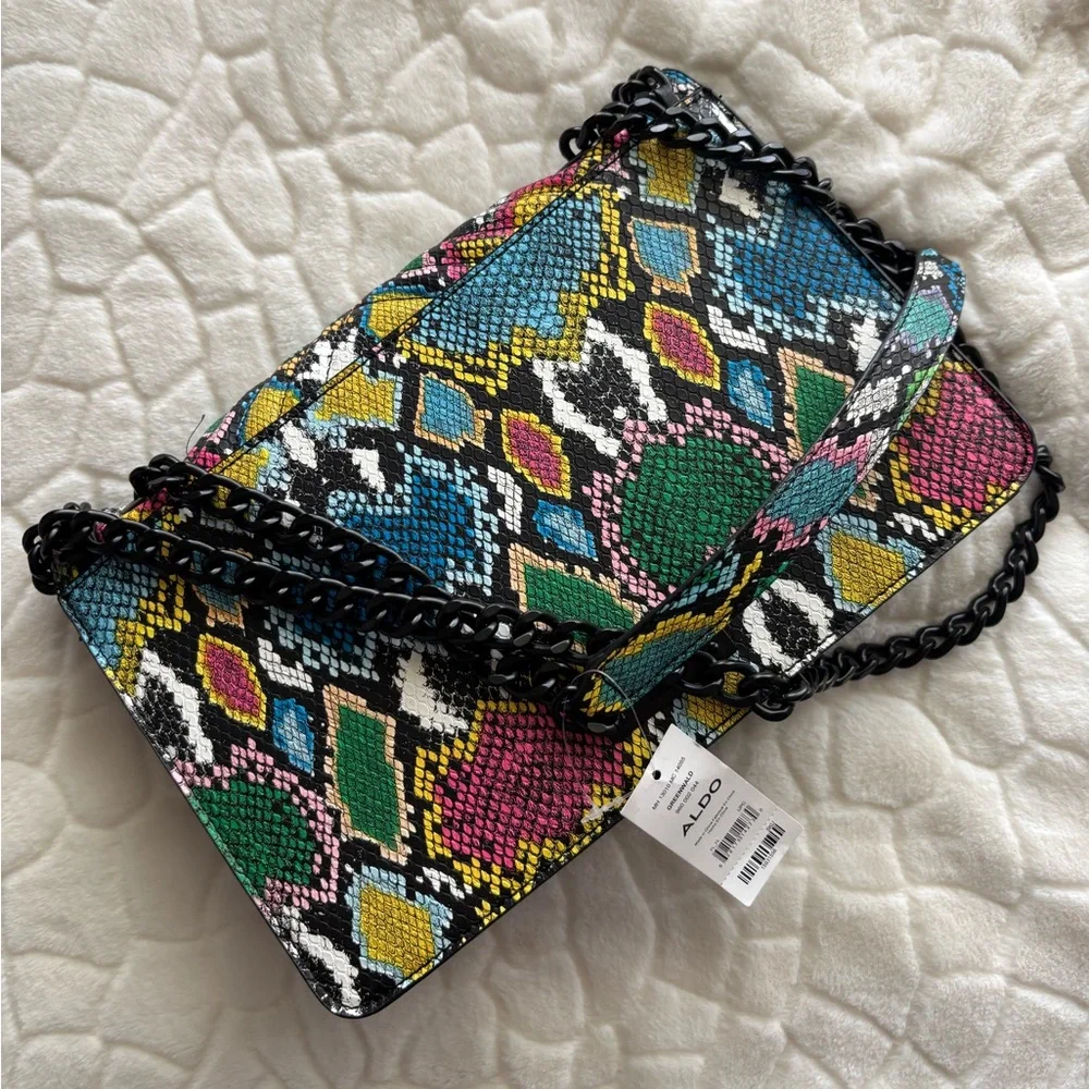 🔥LOW STAR🔥Aldo Multicolor Quilted Shoulder Bag with Chain Strap 🔥STELLA VIBES - Picture 9 of 15
